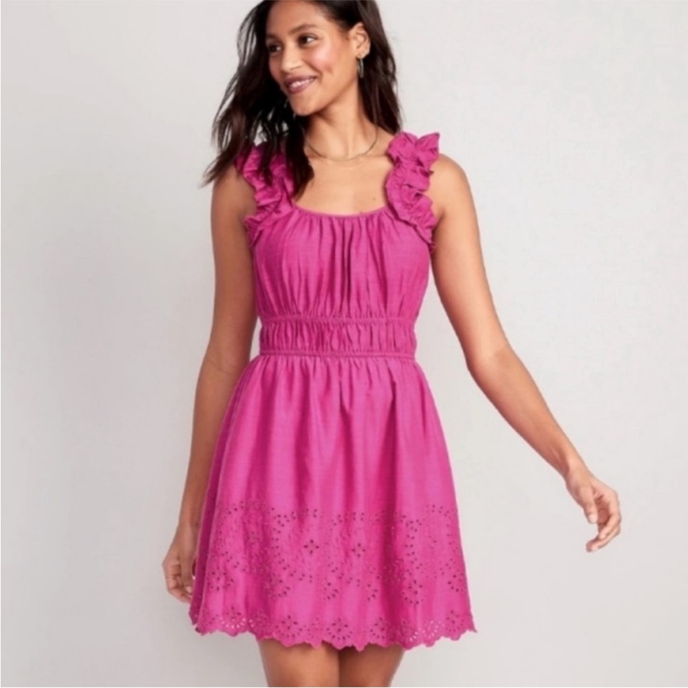 Old Navy Fuchsia Ruffle Mini Dress